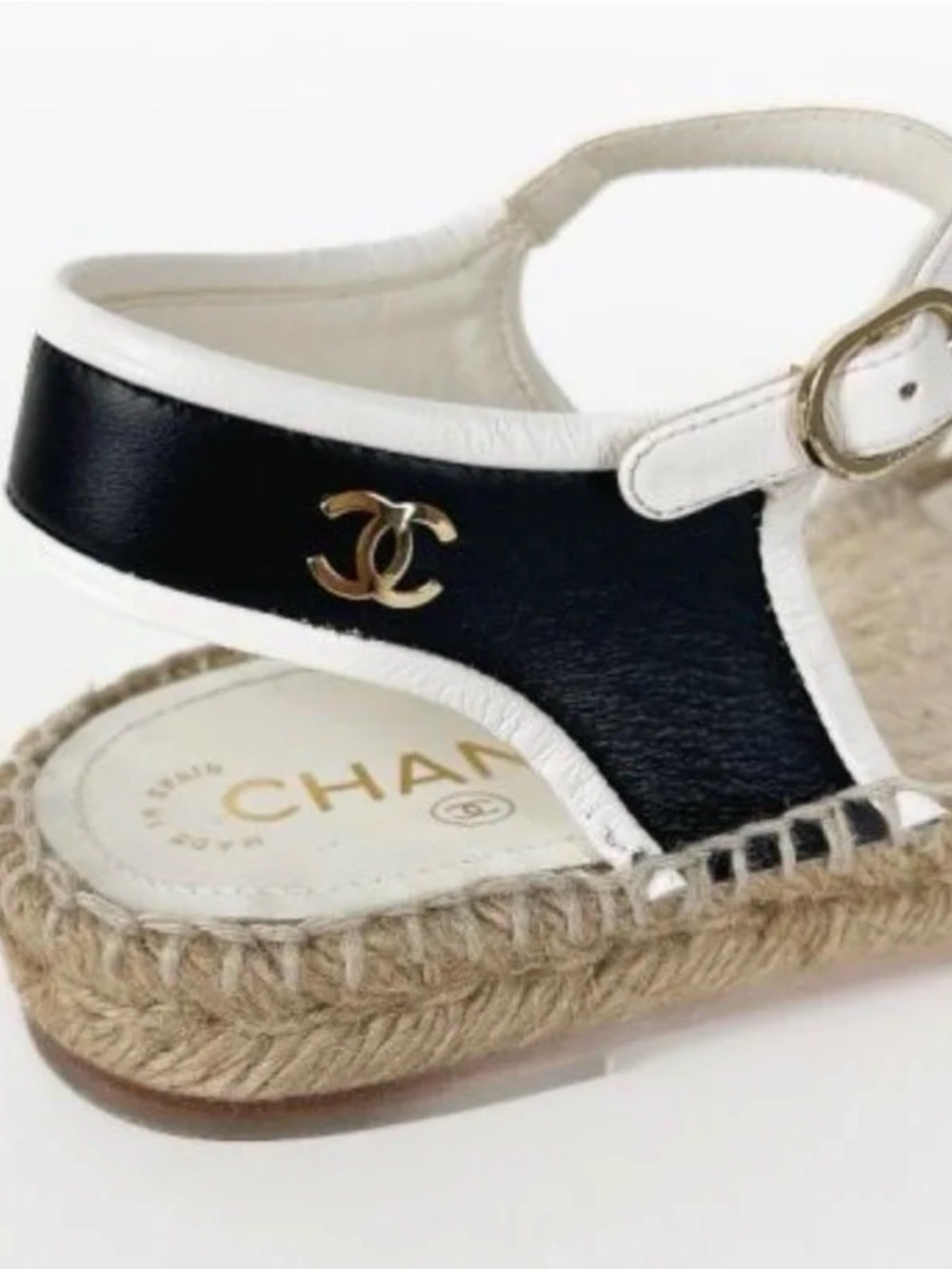 Chanel White Dad Sandals with Black Trim - Picture 4 of 15